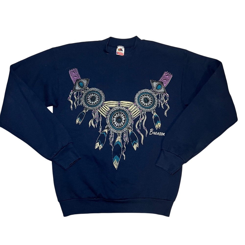 VTG‎ Native American Tribal Art Dreamcatcher Sweatshirt Womens M Nature Crewneck